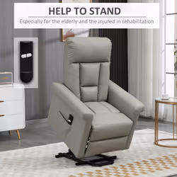 HOMCOM Power Lift Chair, PU Leather Electric Recliner with Side Pocket, Grey - Additional view 4