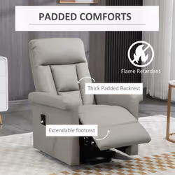 HOMCOM Power Lift Chair, PU Leather Electric Recliner with Side Pocket, Grey - Additional view 6