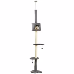 PawHut Cat Tree, Kitten Play Tower w/ Solid Scratching Post, Light Grey - Additional view 8
