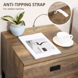 HOMCOM Retro Bedside Table Metal Frame Bedroom Side Table w/ 2 Drawers Coffee - Additional view 5