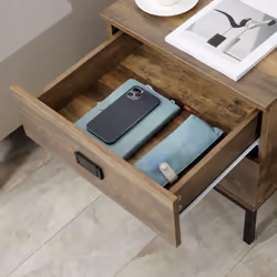 HOMCOM Retro Bedside Table Metal Frame Bedroom Side Table w/ 2 Drawers Coffee - Additional view 6