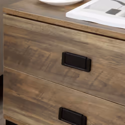 HOMCOM Retro Bedside Table Metal Frame Bedroom Side Table w/ 2 Drawers Coffee - Additional view 7