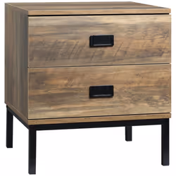HOMCOM Retro Bedside Table Metal Frame Bedroom Side Table w/ 2 Drawers Coffee - Additional view 8
