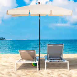 Outsunny Aluminium Sun Umbrella Parasol Patio Rectangular 2M x 1.3M Beige