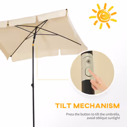 Outsunny Aluminium Sun Umbrella Parasol Patio Rectangular 2M x 1.3M Beige