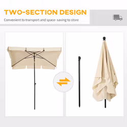 Outsunny Aluminium Sun Umbrella Parasol Patio Rectangular 2M x 1.3M Beige