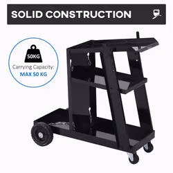 DURHAND Three-Tier Welding Cart Welder Trolley for Gas Bottles w/ Wheels, Black - Additional view 4