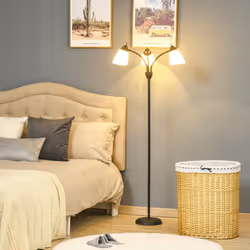 HOMCOM Tree Floor Lamp with 3 Adjustable Light, Industrial Standing Lamp, Black