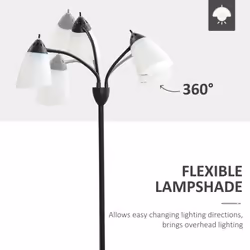 HOMCOM Tree Floor Lamp with 3 Adjustable Light, Industrial Standing Lamp, Black - Additional view 4