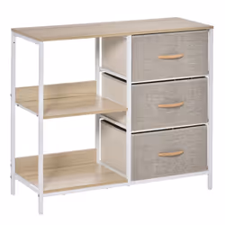 HOMCOM Chest Dresser Tower with 3 Drawers Storage Cabinet Organizer, Beige - Additional view 8