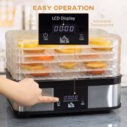 HOMCOM 5 Tier Food Dehydrator, 245W for Drying Fruit, Meat, Vegetable, Black - Additional view 4