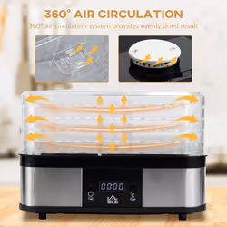 HOMCOM 5 Tier Food Dehydrator, 245W for Drying Fruit, Meat, Vegetable, Black - Additional view 5