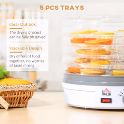 HOMCOM 5 Tier Food Dehydrator for Drying Fruit Meat Vegetable Jerky Pet Treat