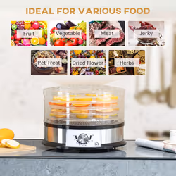 HOMCOM 5 Tier Food Dehydrator, 250W for Fruit, Meat, Vegetable, LCD Display