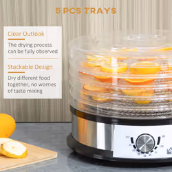 HOMCOM 5 Tier Food Dehydrator, 250W for Fruit, Meat, Vegetable, LCD Display