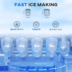 HOMCOM Ice Maker Machine and Water Dispenser No Plumbing Required Silver