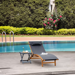 Outsunny Ergonomic Outdoor Chaise w/ Adjustable Back and Pillow for Garden Black