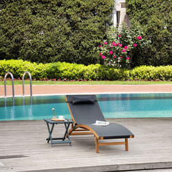 Outsunny Ergonomic Outdoor Chaise w/ Adjustable Back and Pillow for Garden Black