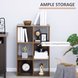 HOMCOM Industrial Style Storage Shelf, Bookcase, Bookshelf, Rustic Brown