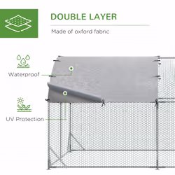 PawHut Walk-In Chicken Run Galvanised Chicken Coop w/ Cover 2.8 x 3.8 x 2m