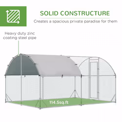 PawHut Walk-In Chicken Run Galvanised Chicken Coop w/ Cover 2.8 x 3.8 x 2m - Additional view 4