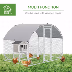 PawHut Walk-In Chicken Run Galvanised Chicken Coop w/ Cover 2.8 x 1.9 x 2m
