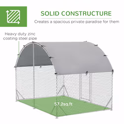 PawHut Walk-In Chicken Run Galvanised Chicken Coop w/ Cover 2.8 x 1.9 x 2m - Additional view 4