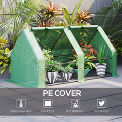 Outsunny Mini Small Greenhouse with Steel Frame & PE Cover & Window, Green