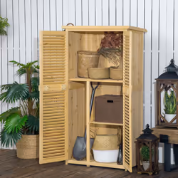 Outsunny 87 x 47 x 160cm Wooden Garden Storage Shed w/ Asphalt Roof, Natural