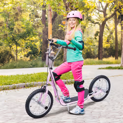HOMCOM Teen Scooter Children Stunt Scooter W/ 16" Tyres Adjustable Height, Pink