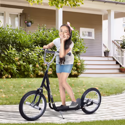 HOMCOM Teen Scooter Children Stunt Scooter W/ 16" Tyres Adjustable Height, Black