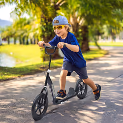 HOMCOM Push Scooter Teen Kids Stunt Bike Ride On with 12" EVA Tyres, Black