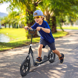 HOMCOM Push Scooter Teen Kids Stunt Bike Ride On with 12" EVA Tyres, Black