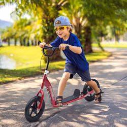 HOMCOM Push Scooter Teen Kids Stunt Bike Ride On with 12" EVA Tyres, Red