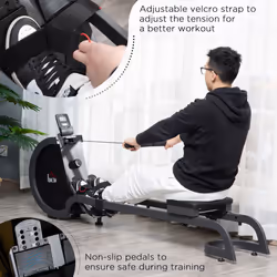 HOMCOM Magnetic Foldable Rower w/ 16-Level Adjustable Resistance for Home, Gym