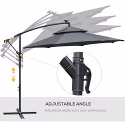 Outsunny 3(m) Cantilever Parasol Hanging Banana Umbrella w/ lights, Black - Additional view 4