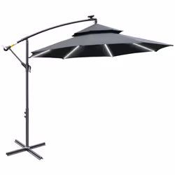 Outsunny 3(m) Cantilever Parasol Hanging Banana Umbrella w/ lights, Black - Additional view 8