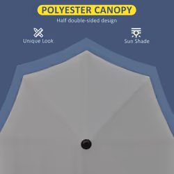 Outsunny 2m Half Garden Parasol Market Umbrella w/ Crank Handle, Base Dark Grey
