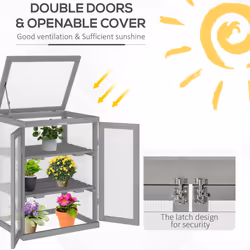 Outsunny 3-tier Wood Greenhouse Plant Storage Shelf Garden Cold Frame Grow House - Additional view 4