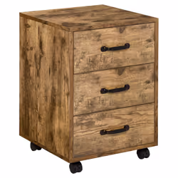 HOMCOM File Cabinet with 3 Drawers, Under Desk Mobile Filing Cabinet Brown - Additional view 8