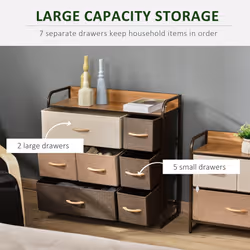HOMCOM 3-Tier Fabric Bedroom Dresser with 7 Foldable Drawers, Multi-Colored