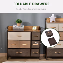 HOMCOM 3-Tier Fabric Bedroom Dresser with 7 Foldable Drawers, Multi-Colored