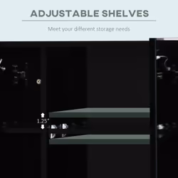 kleankin LED Bathroom Mirror Cabinet with Shelves Wall Mount High Gloss Black - Additional view 4
