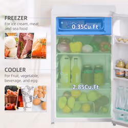 HOMCOM 91L Freestanding Under Counter Fridge White