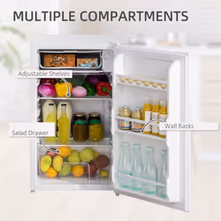 HOMCOM 91L Freestanding Under Counter Fridge White - Additional view 6