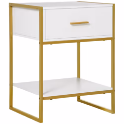 HOMCOM Modern Bedside Table, Nightstand with Drawer Shelf White - Additional view 8