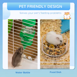 PawHut Hamster Cage w/ Tubes Exercise Wheel, Water Bottle, Food Dish -  Blue