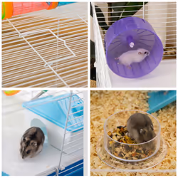 PawHut Hamster Cage w/ Tubes Exercise Wheel, Water Bottle, Food Dish -  Blue - Additional view 5