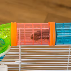 PawHut Hamster Cage w/ Tubes Exercise Wheel, Water Bottle, Food Dish -  Blue - Additional view 6
