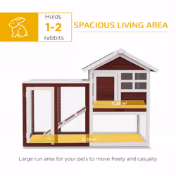 PawHut 122cm Wooden Rabbit Hutch Bunny Cage Pet House with Tray Ladder Run - Additional view 6